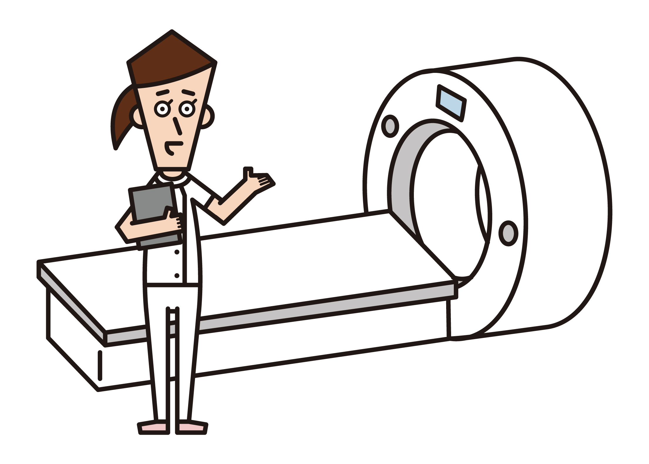 Illustration of a woman who underwent an MRI examination