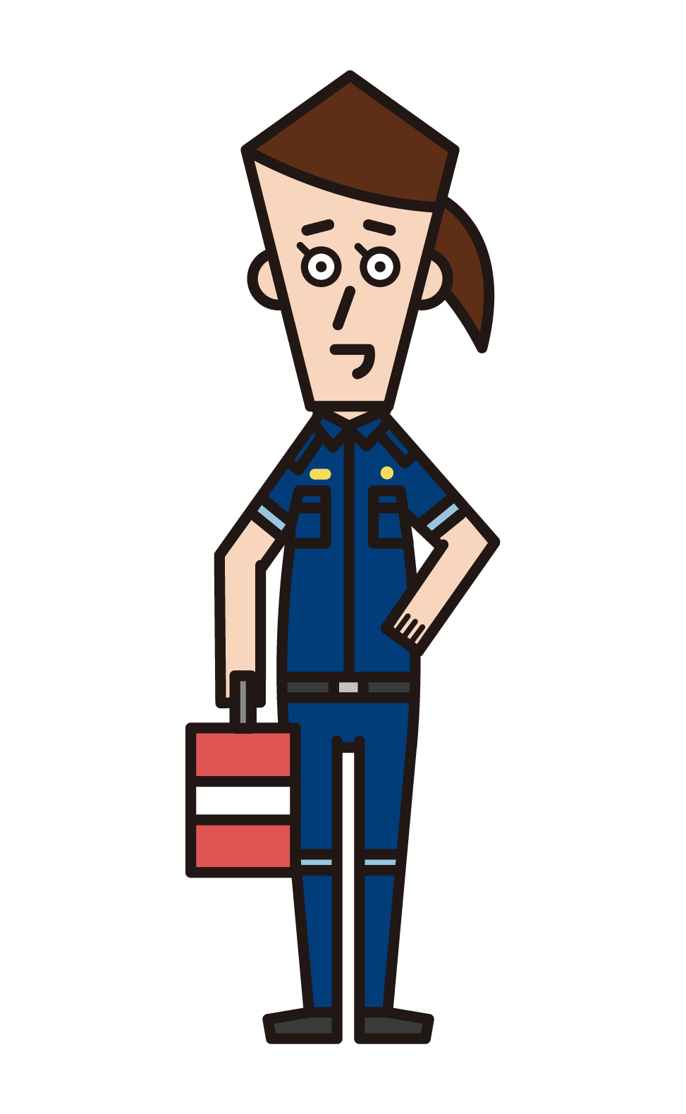 Illustration of a paramedic (a woman in a blue uniform)