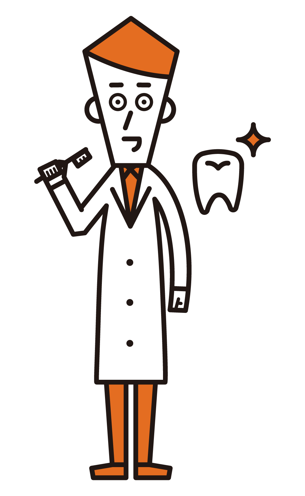 Illustration of a dentist (a man in white)