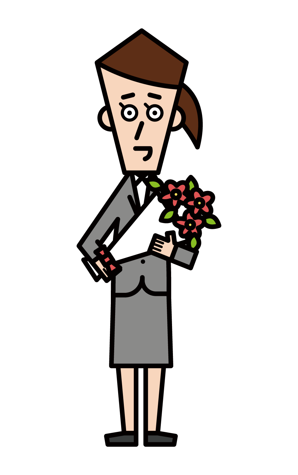 Illustration of a man giving a bouquet of flowers