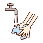 手を洗う人（男性）のイラスト