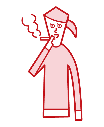 담배를 피우는 여성의 일러스트
