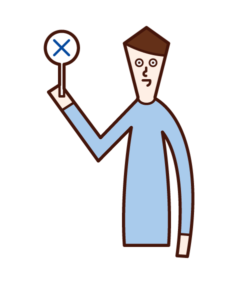 Illustration of a man who signs an incorrect answer