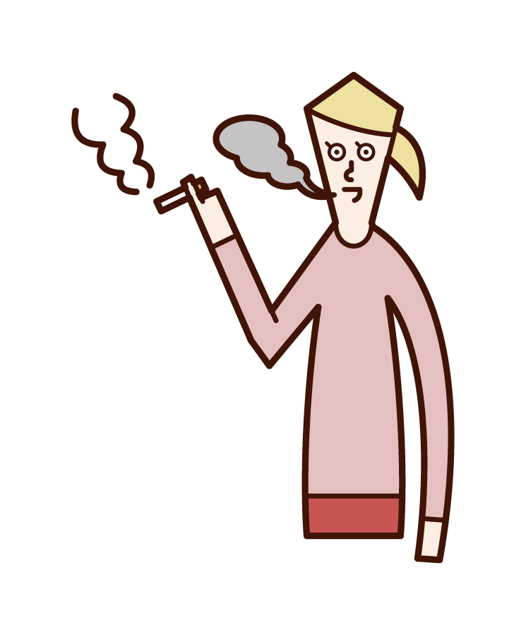 吸煙者（女性）的插圖