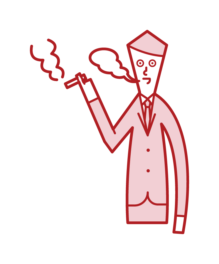 Illustration of a working person (man) who smokes