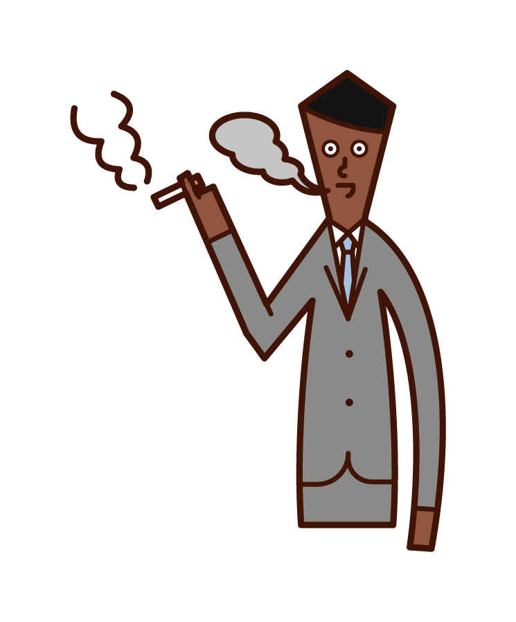 Illustration of a working person (man) who smokes