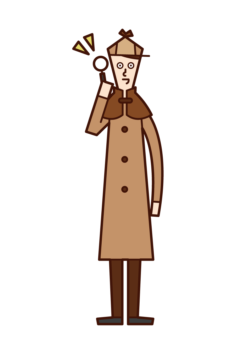 Illustration of a detective (man) with a loupe
