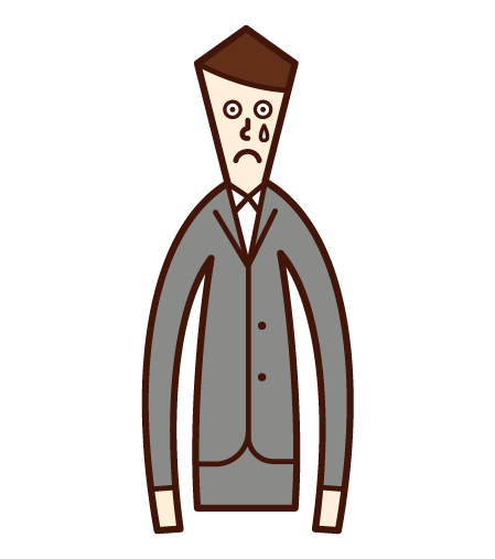 Illustration of a sad man (a man in a suit)