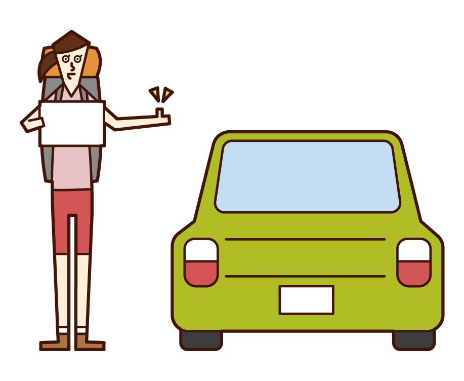 Illustration of a man who succeeded in hitchhiking