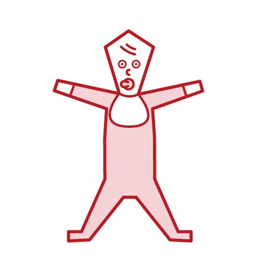 Illustration of a baby lying in large letters