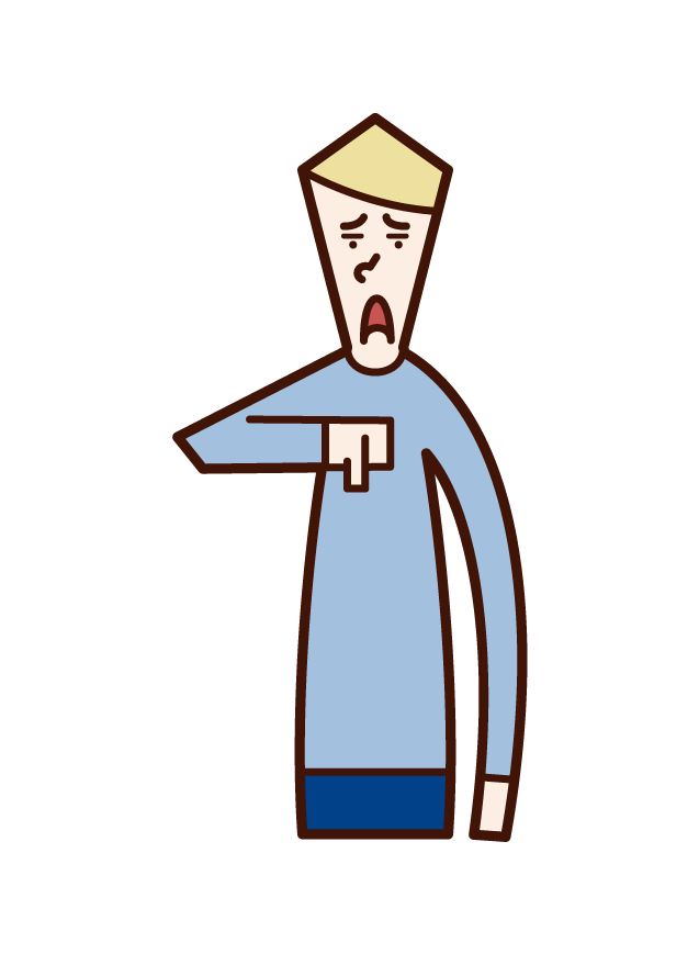 Illustration of a man who signs his thumb down (Thumb-down)