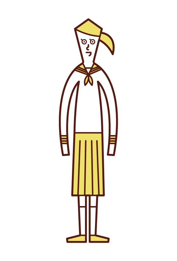 Illustration of a woman student in school uniform