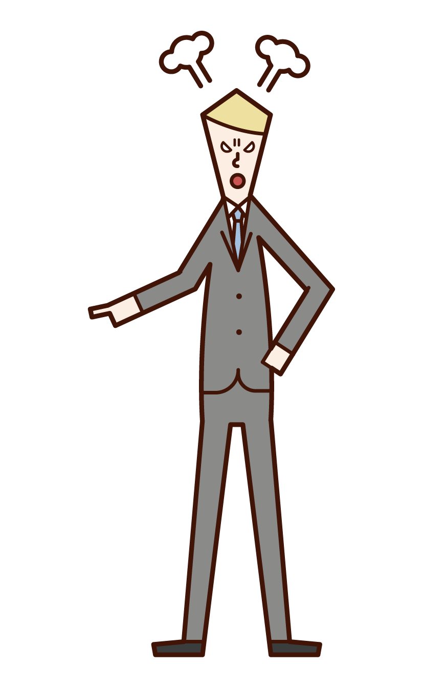 Illustration of a man who gets angry with his finger pointed