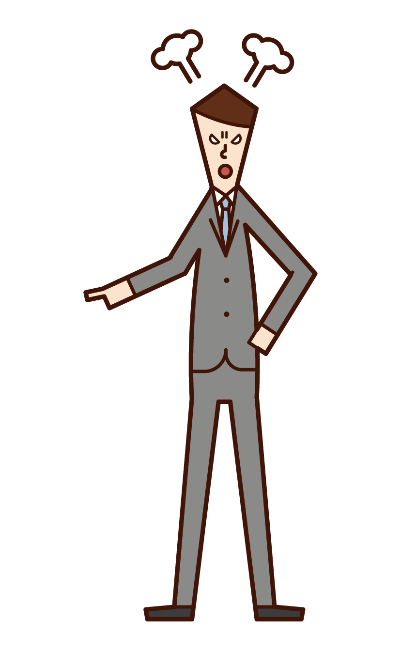 Illustration of a man who gets angry with his finger pointed