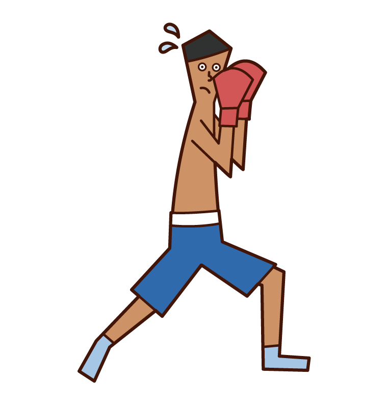 拳擊運動員（男性）的插圖，以守衛