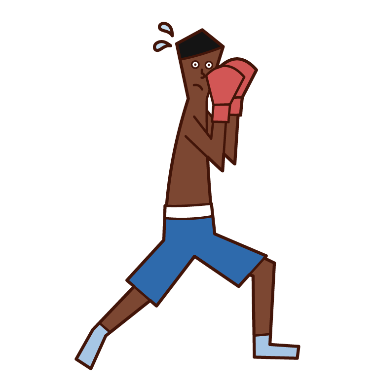 拳擊運動員（男性）的插圖，以守衛