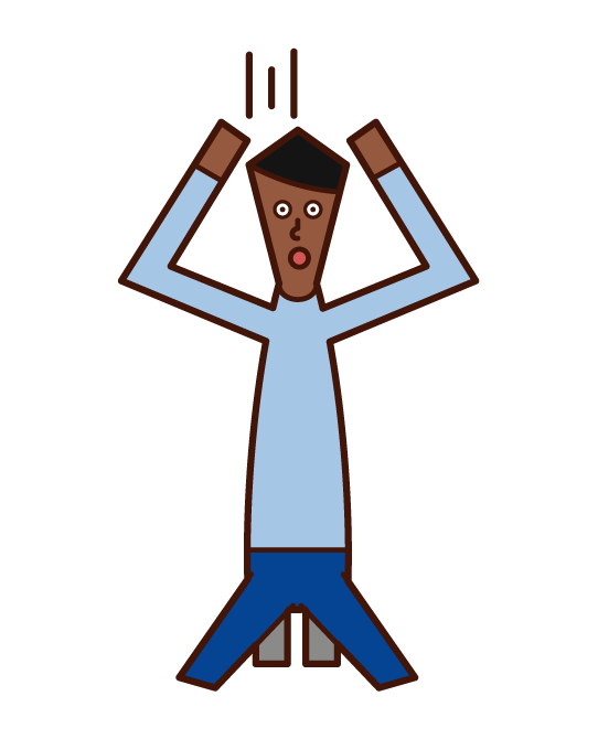 Illustration of a man who despairs with his head in his arms