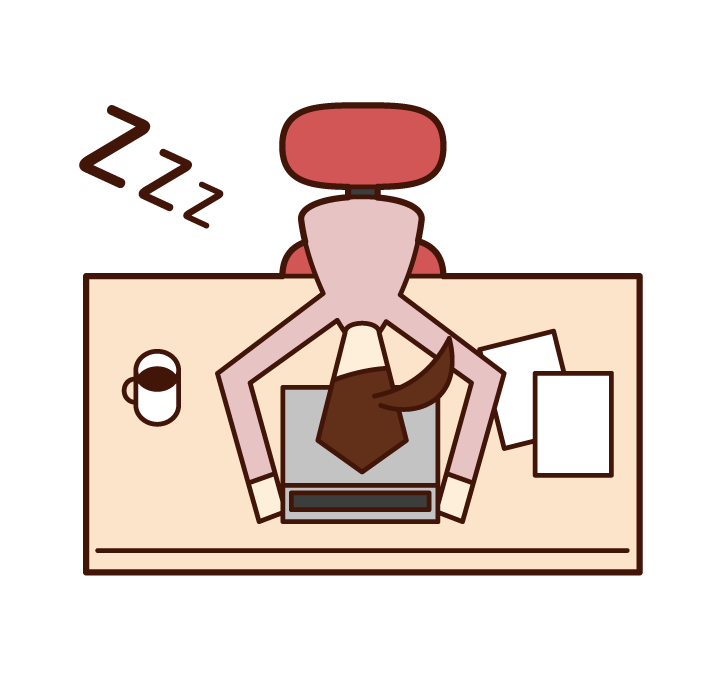 Illustration of a woman who fell asleep at work