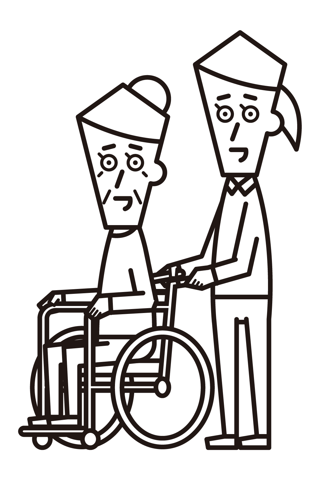 推輪椅的家庭傭工（女性）插圖
