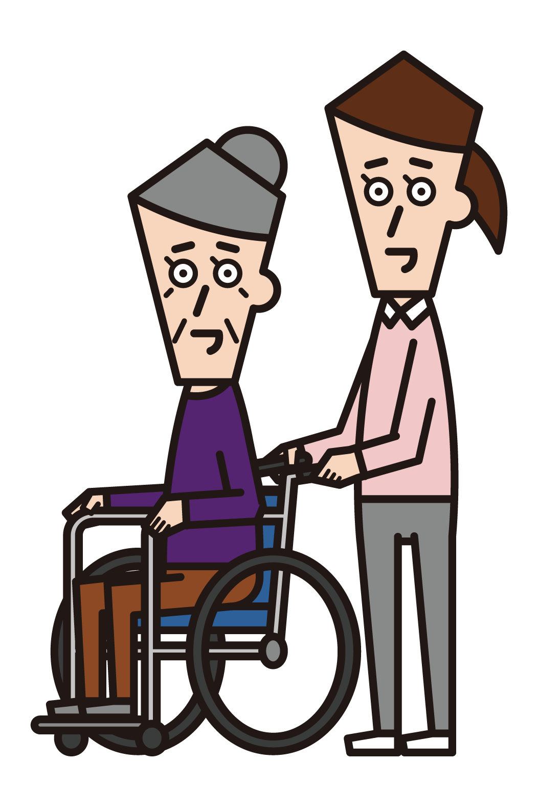 推輪椅的家庭傭工（女性）插圖