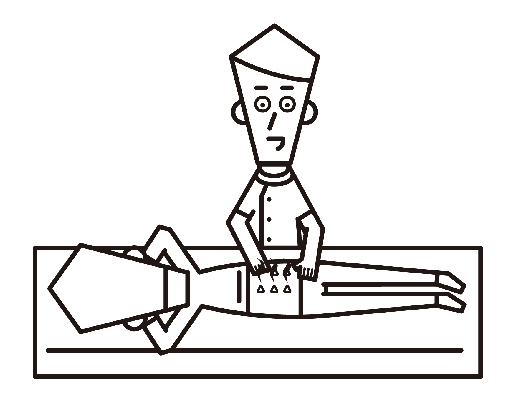 침술 치료를 수행하는 침술사 (남성)의 그림