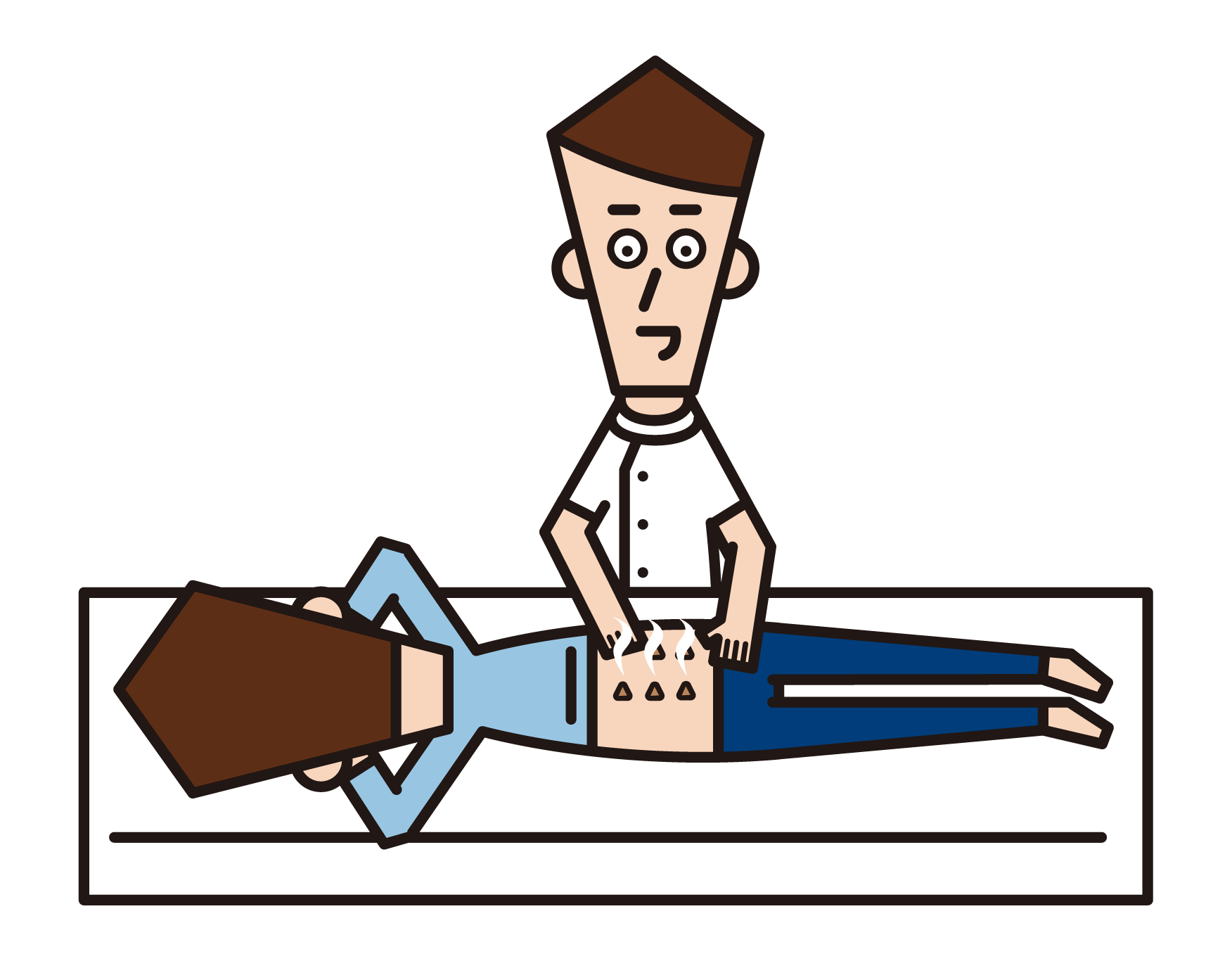 침술 치료를 수행하는 침술사 (남성)의 그림