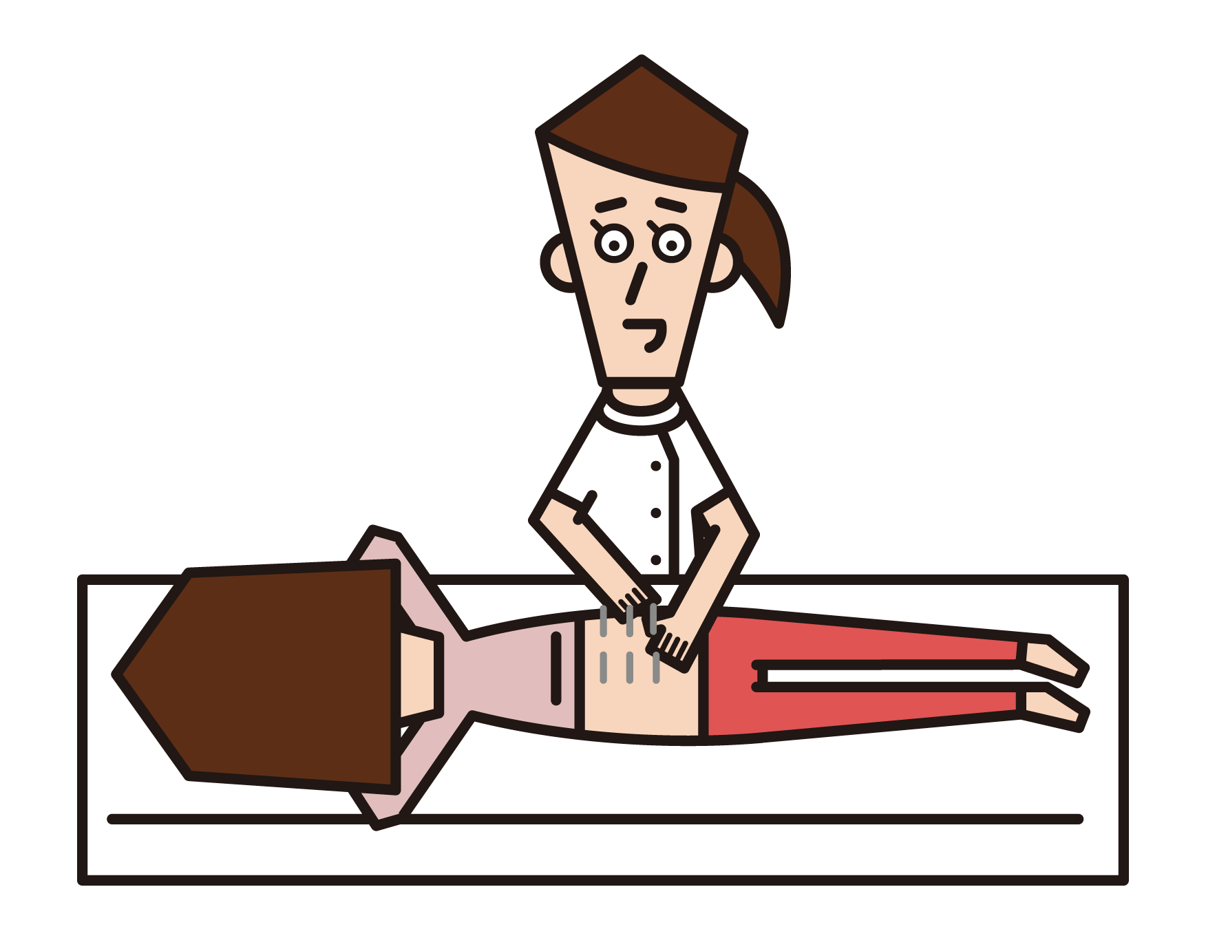 Illustration of acupuncturist (female) performing acupuncture