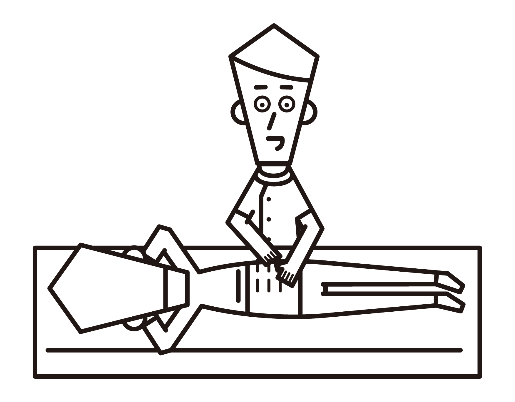 침술을 수행하는 침술사 (남성)의 그림