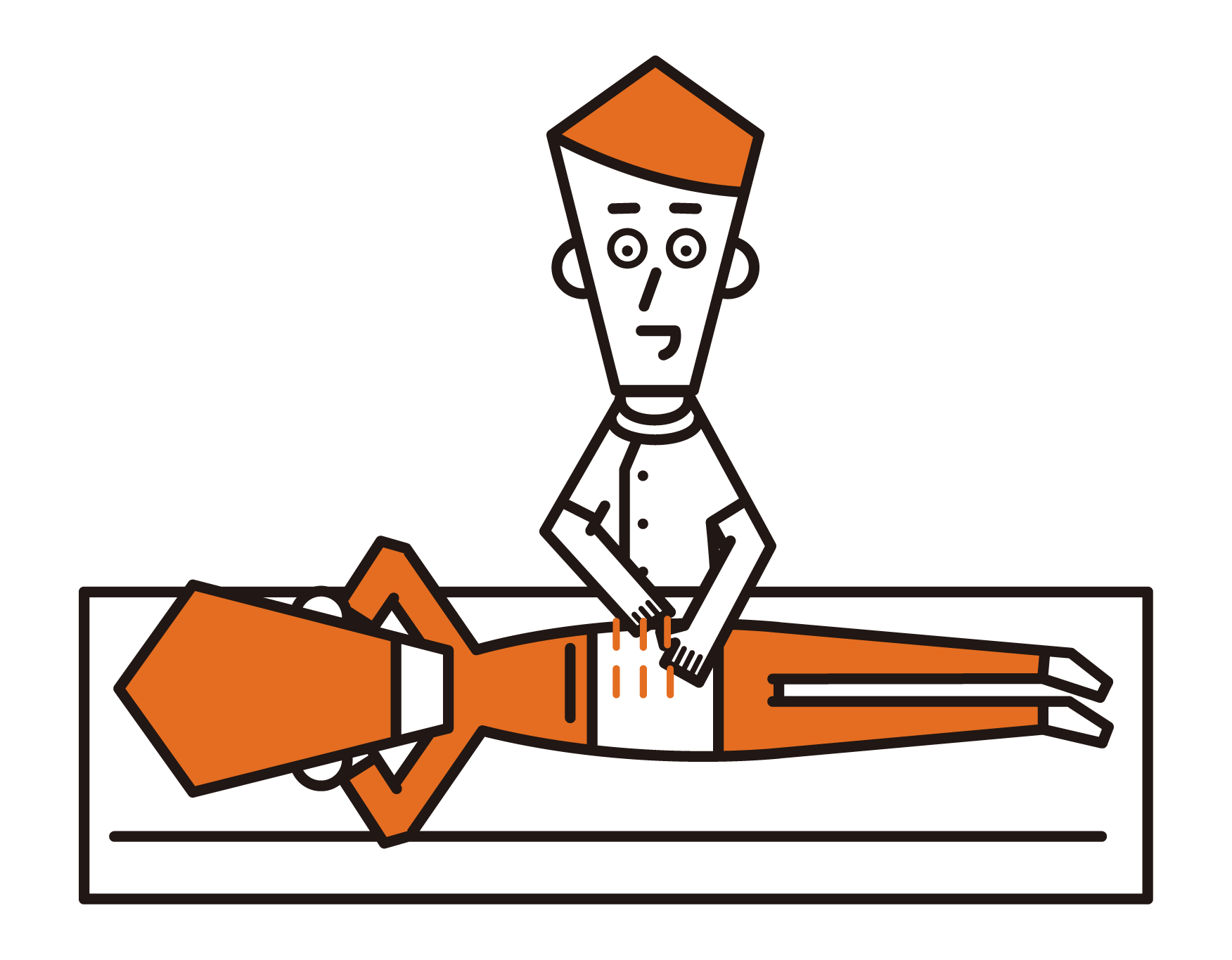 Illustration of an acupuncturist (male) who performs acupuncture