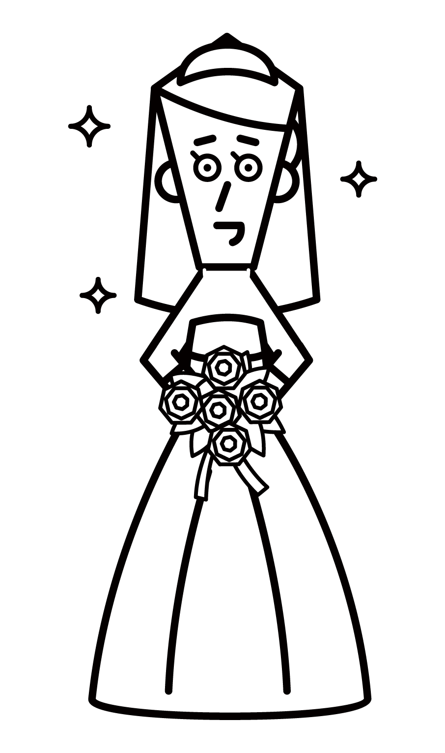 新娘（女性）穿著婚紗的插圖