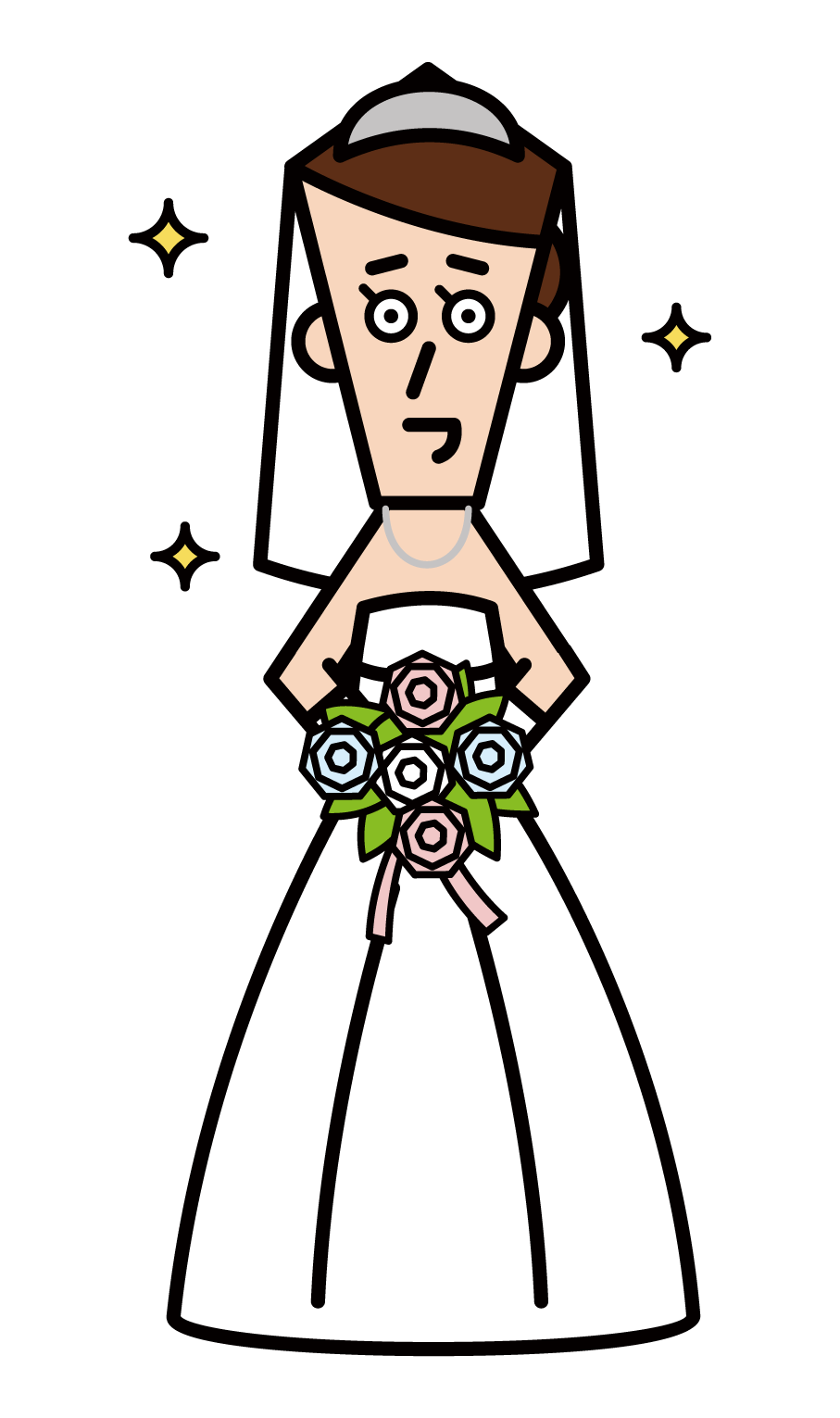 新娘（女性）穿著婚紗的插圖