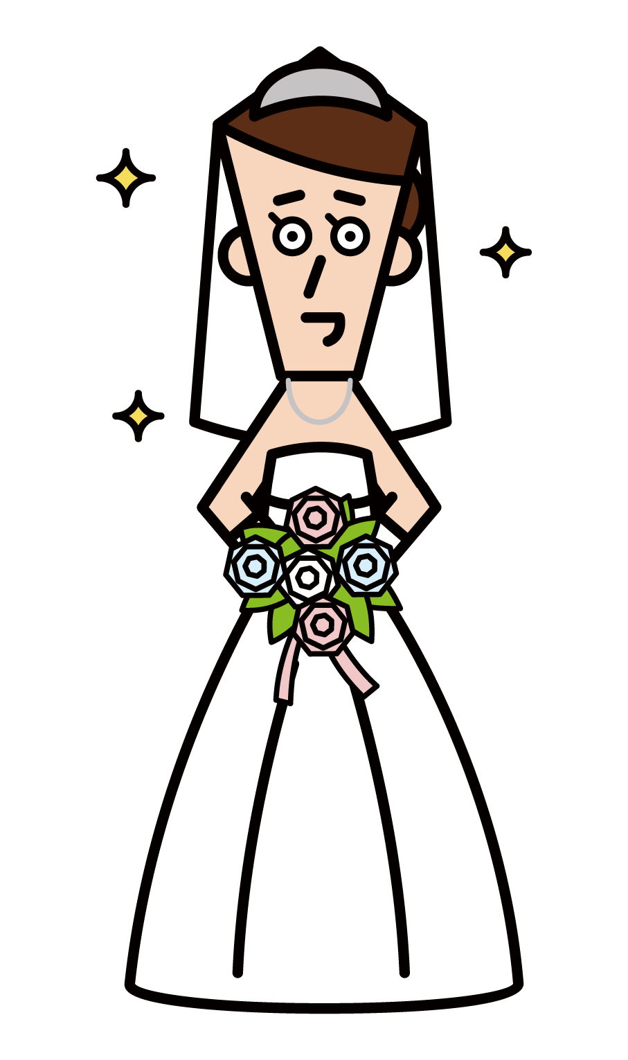 Illustration of bride (woman) in wedding dress