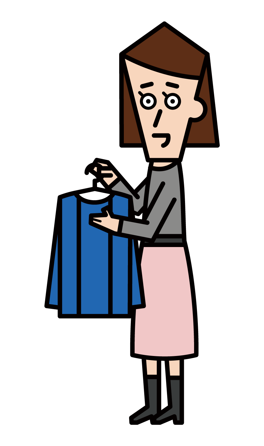 時尚顧問、服裝製造商員工和服裝店員（女性）的插圖