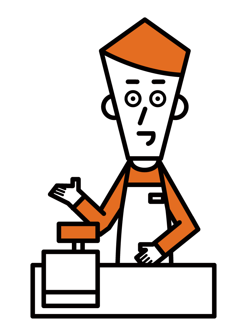 Illustration of a shop clerk (male)
