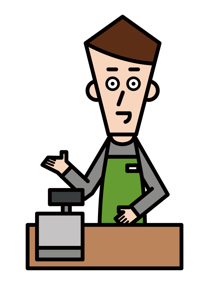 Illustration of a shop clerk (male)