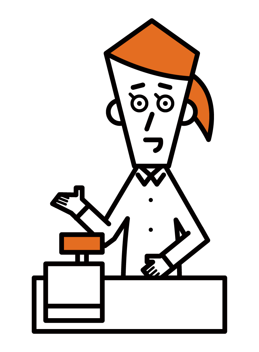 Illustration of a salesperson/shop clerk (female)