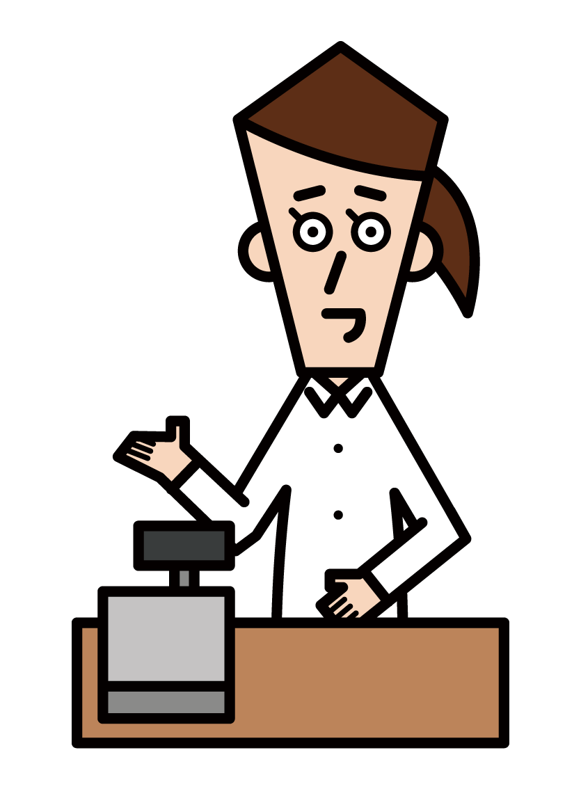 Illustration of a salesperson/shop clerk (female)
