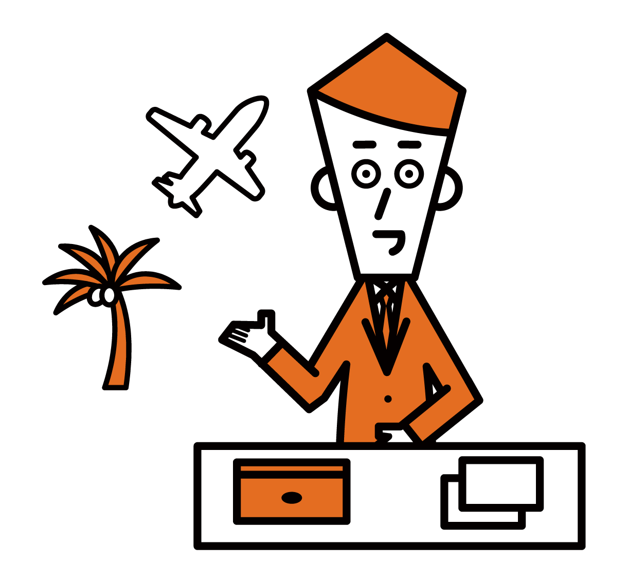 Illustration of travel agency employee stour planner (male)