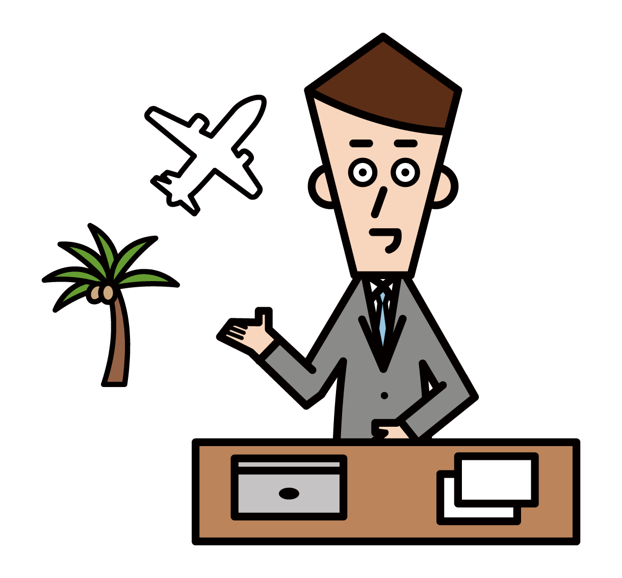 Illustration of travel agency employee stour planner (male)