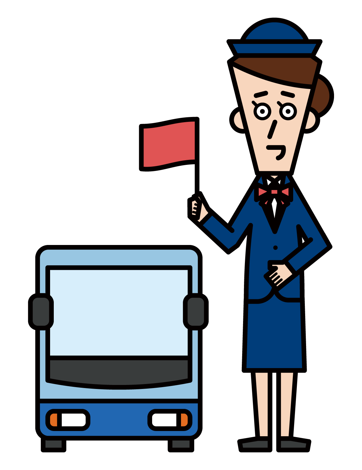 Illustration of tour conductor, bus guide, interpreter guide (female)