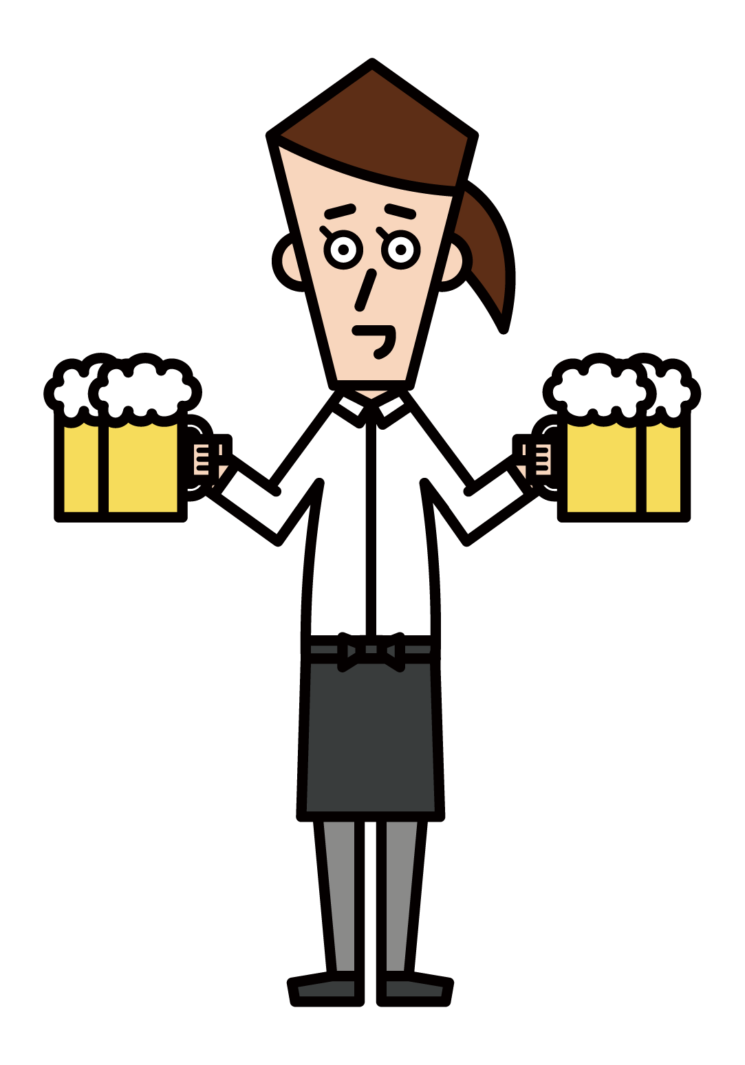 大廳工作人員女服務員與啤酒的插圖