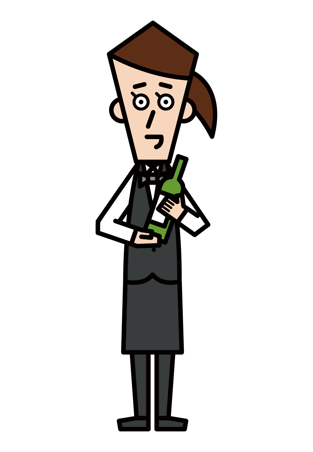 Illustration of a sommelier (female) with a wine bottle