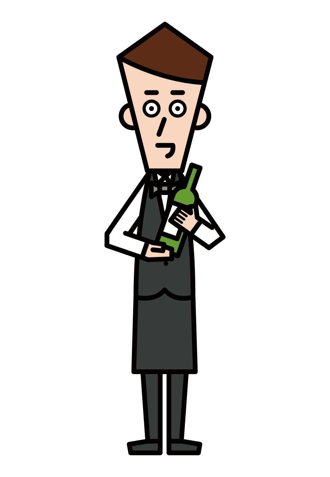 Illustration of a sommelier (male) with a wine bottle