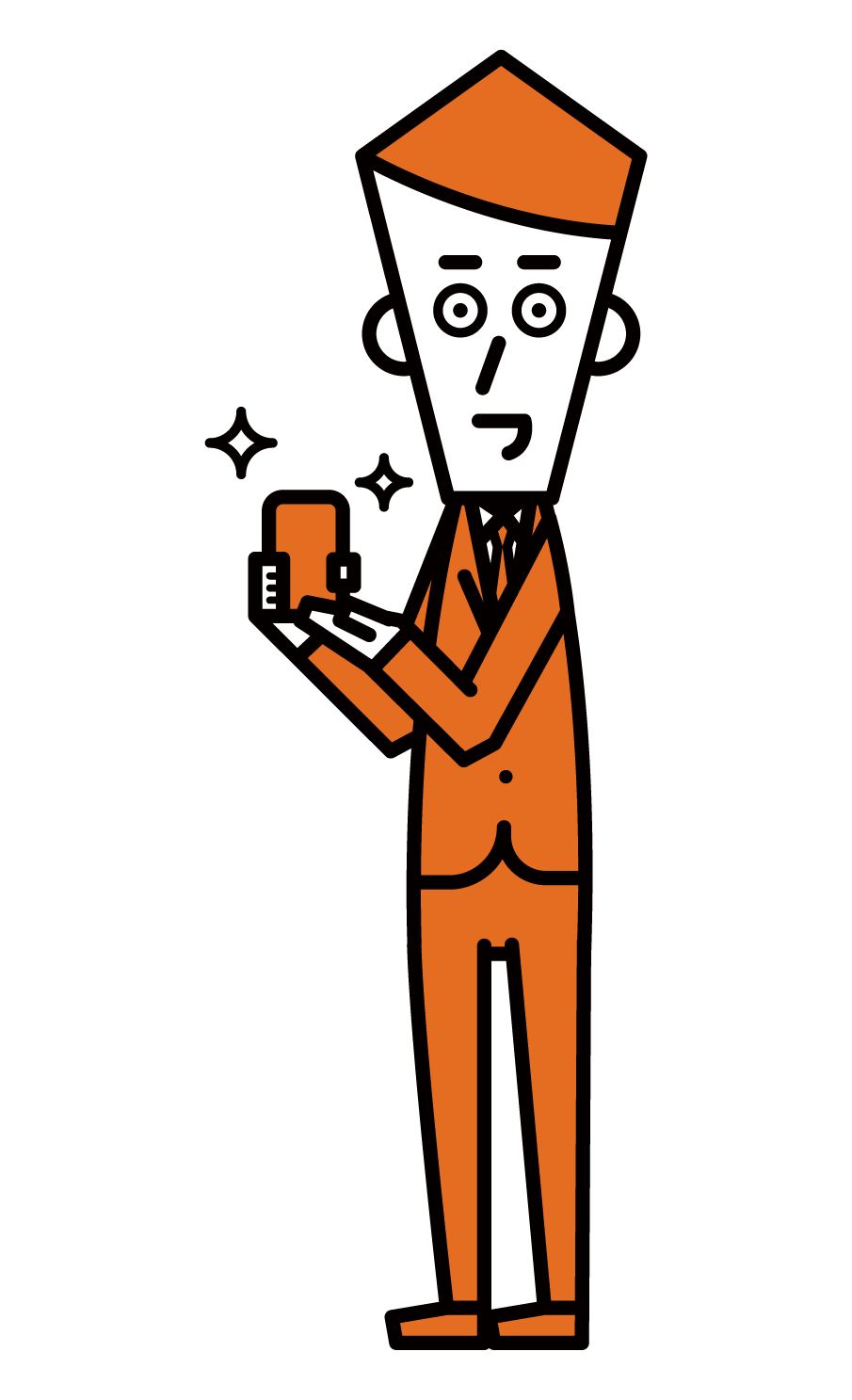 Illustration of a mobile phone shop clerk (male)