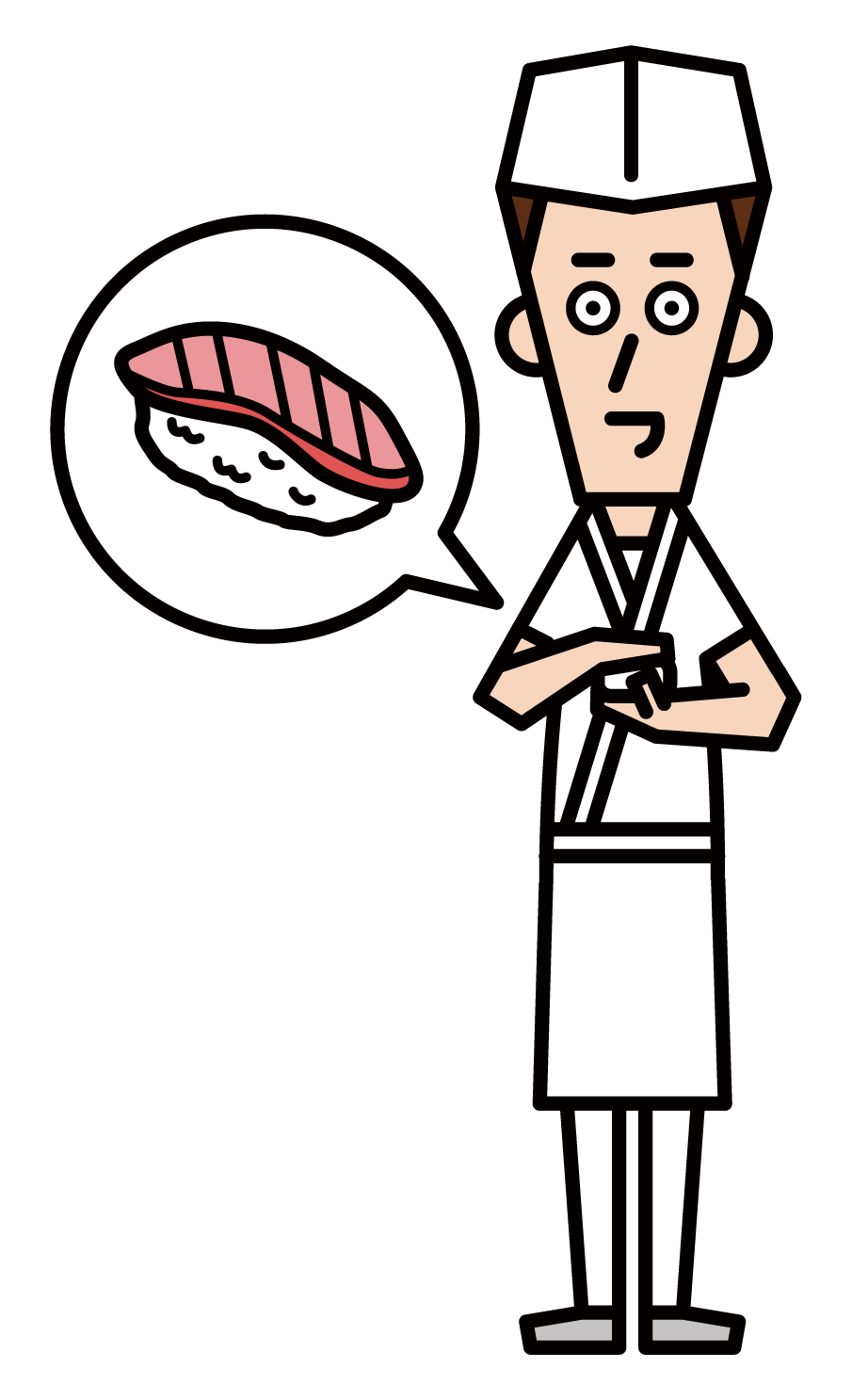 寿司職人（男性）のイラスト