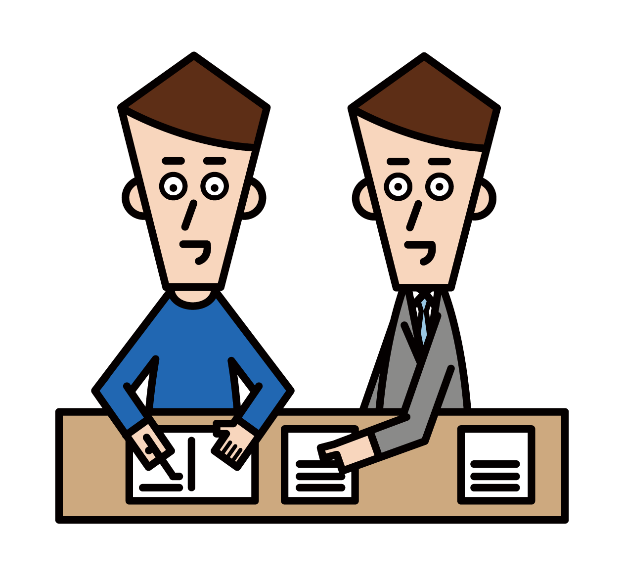 Illustration of a cram school teacher and a tutor (male)