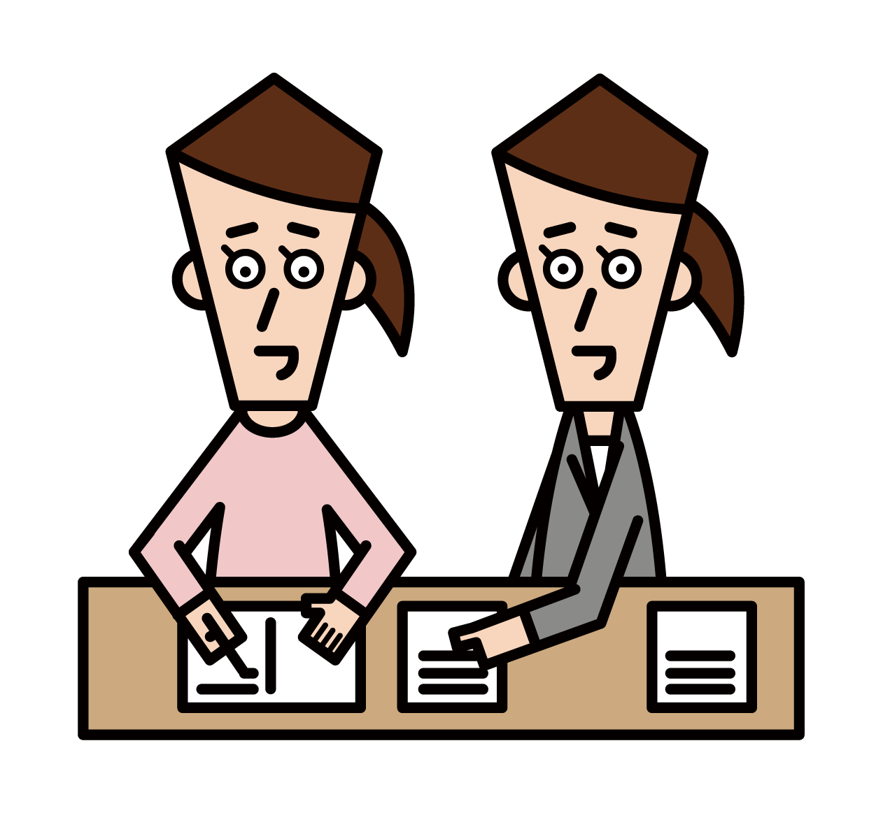 Illustration of a cram school teacher and a tutor (male)