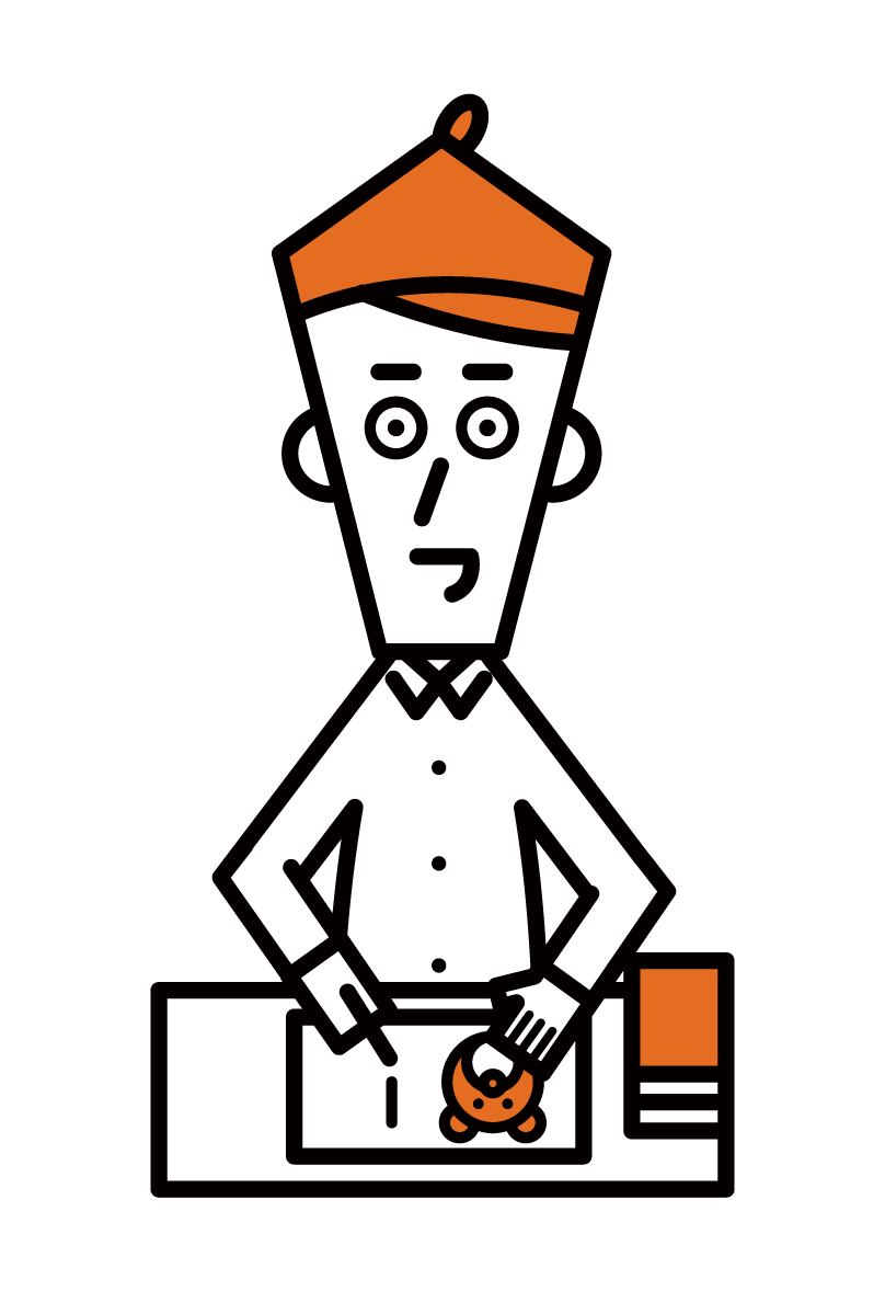 Illustration of a picture book writer (male)