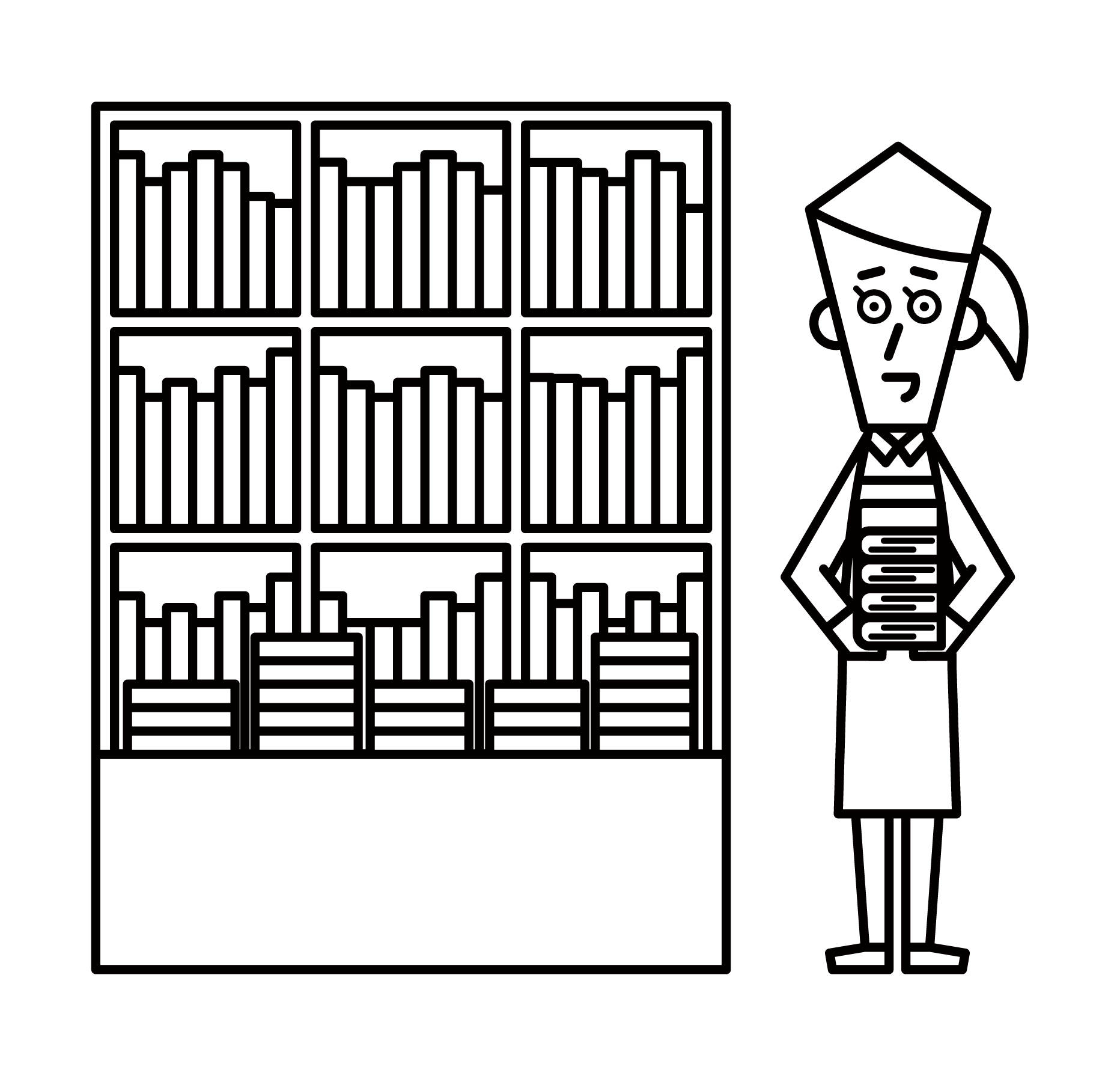 Illustration of a book clerk (female)