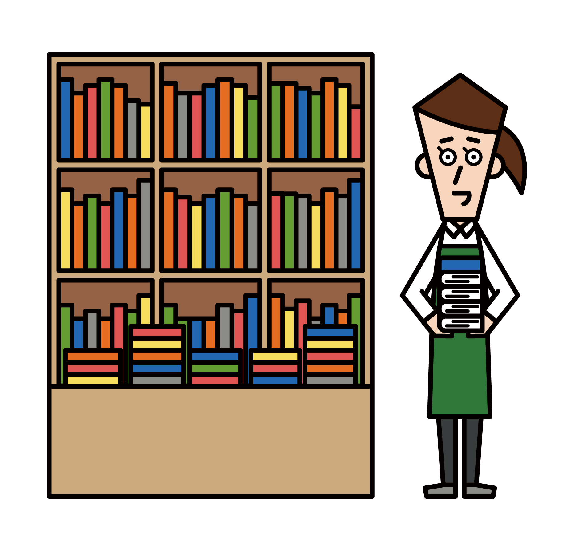 Illustration of a book clerk (female)